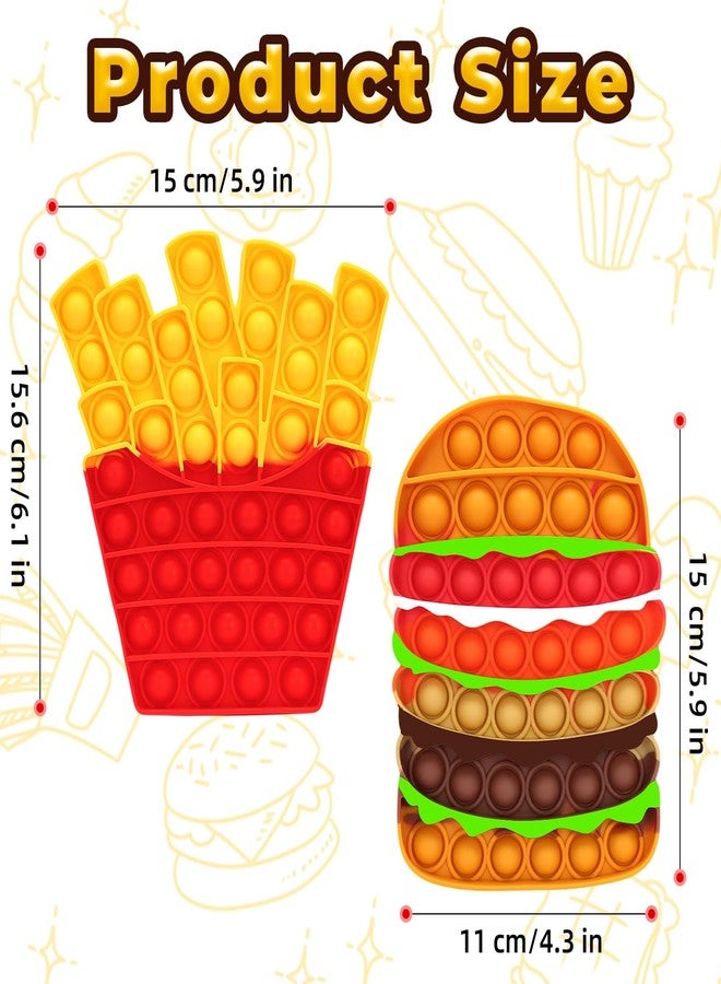 DEARIDAP 2 PCS Food Fidget Toys for Kids, French Fries Hamburger Bubble Sensory Toy, Silicone Push Bubble Toys, Anxiety Stress Relief Tools for Toddlers Adults School Classroom Party Favors - Image 2